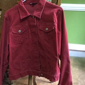 Red corduroy jean jacket